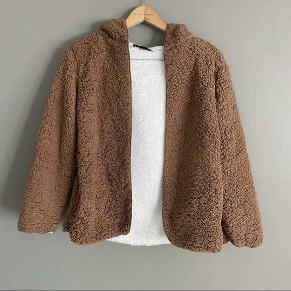 Shein Fuzzy Teddy Bear Open Front Cardigan Jacket Womens Size XS - Picture 1 of 5